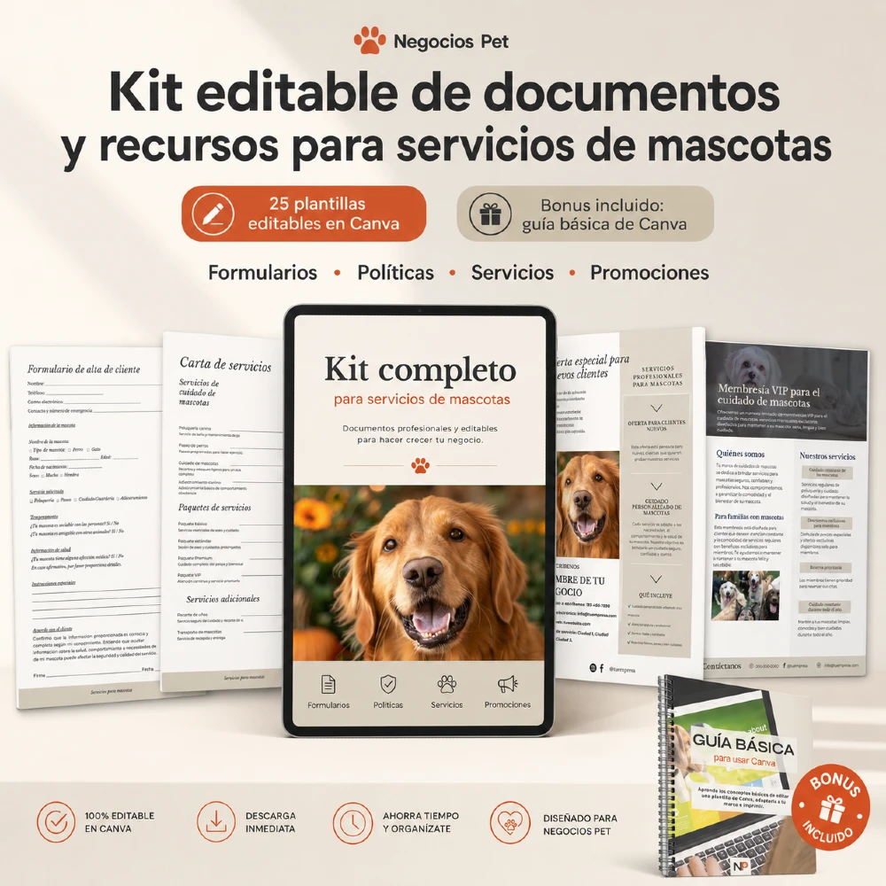 kit de formularios para nuevos clientes mascotas